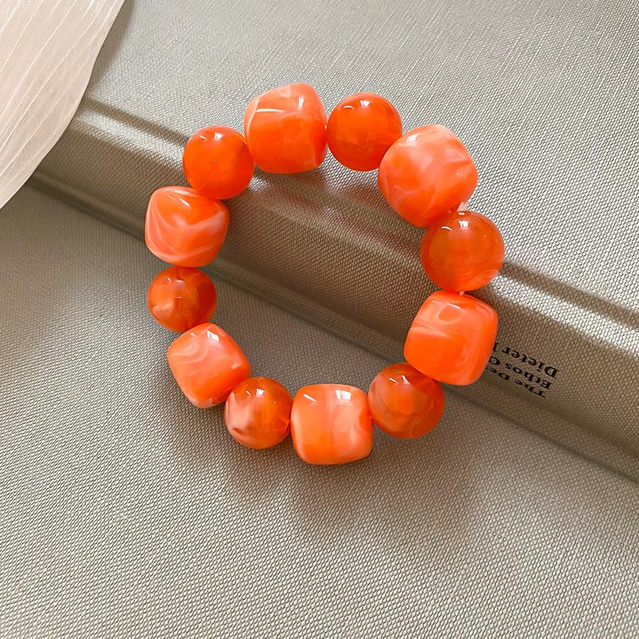Irregular Imitation Marble Oval Acrylic Beads Bracelets Smudging Elastic Beaded Strand Bracelet Bangles Trendy Stack Jewelry D