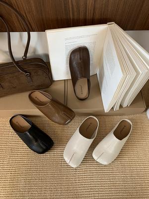 Bailamos Женские тапочки с раздельным носком Таби Ниндзя Слипоны Балетки с круглым носком Мелкие Ленивые Слипоны Лодочки Слингбэки Мюли Обувь Мягкие Лоферы