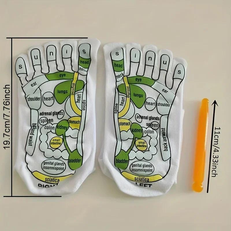 Носки для массажа ног Хлопковые носки с пятью пальцами Носки для акупунктурных точек Массаж подошв Снятие усталости ног Йога