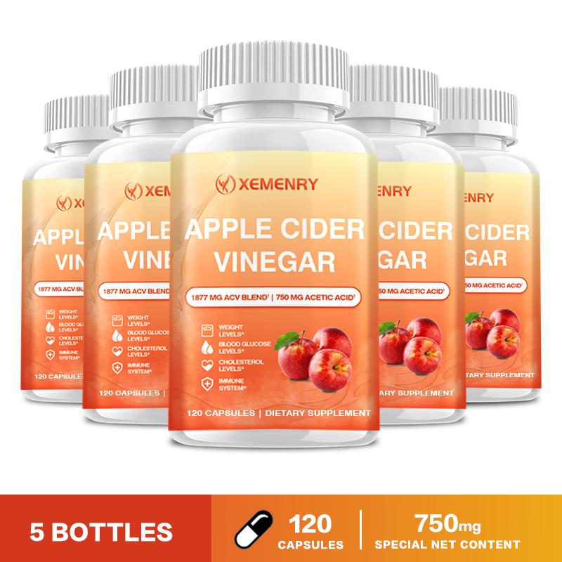 Premium apple cider vinegar capsules, each containing 1877 mg, gentle and easily absorbed, suitable for both men and women.
