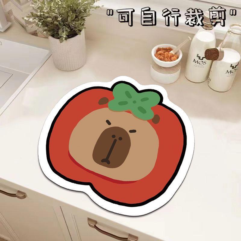 Мультяшный коврик на стол из диатомовой грязи, коврик для сушки кухонной столешницы, быстросохнущий коврик с защитой от ожогов и водопоглощением, износостойкий и грязеотталкивающий