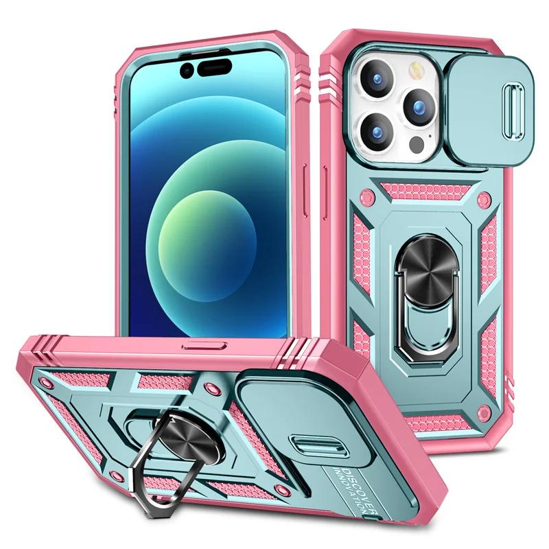 Ударопрочный Защитный Чехол с Защитой Линзы Для iPhone 17 16 15 14 13 12 Pro Max Plus 13mini Чехол Бронированный с Кольцом-Подставкой для iphone17 Pro Max