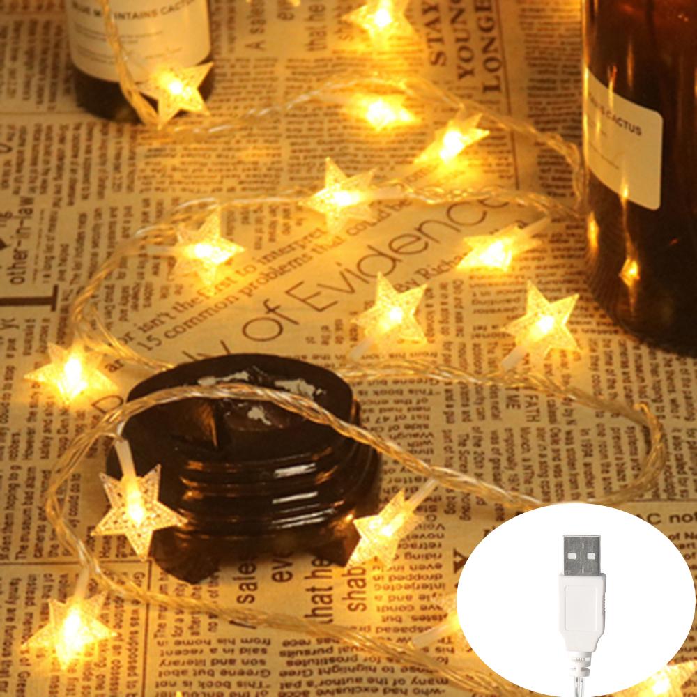 Светодиодная гирлянда-звездочки, питание от USB/батареек, сказочные огни, рождественская гирлянда для вечеринки, свадьбы, дома, для наружного украшения патио