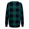 Women's Fashion Plaid Printed Hem Slit Long Sleeve Mid-Long T-shirt