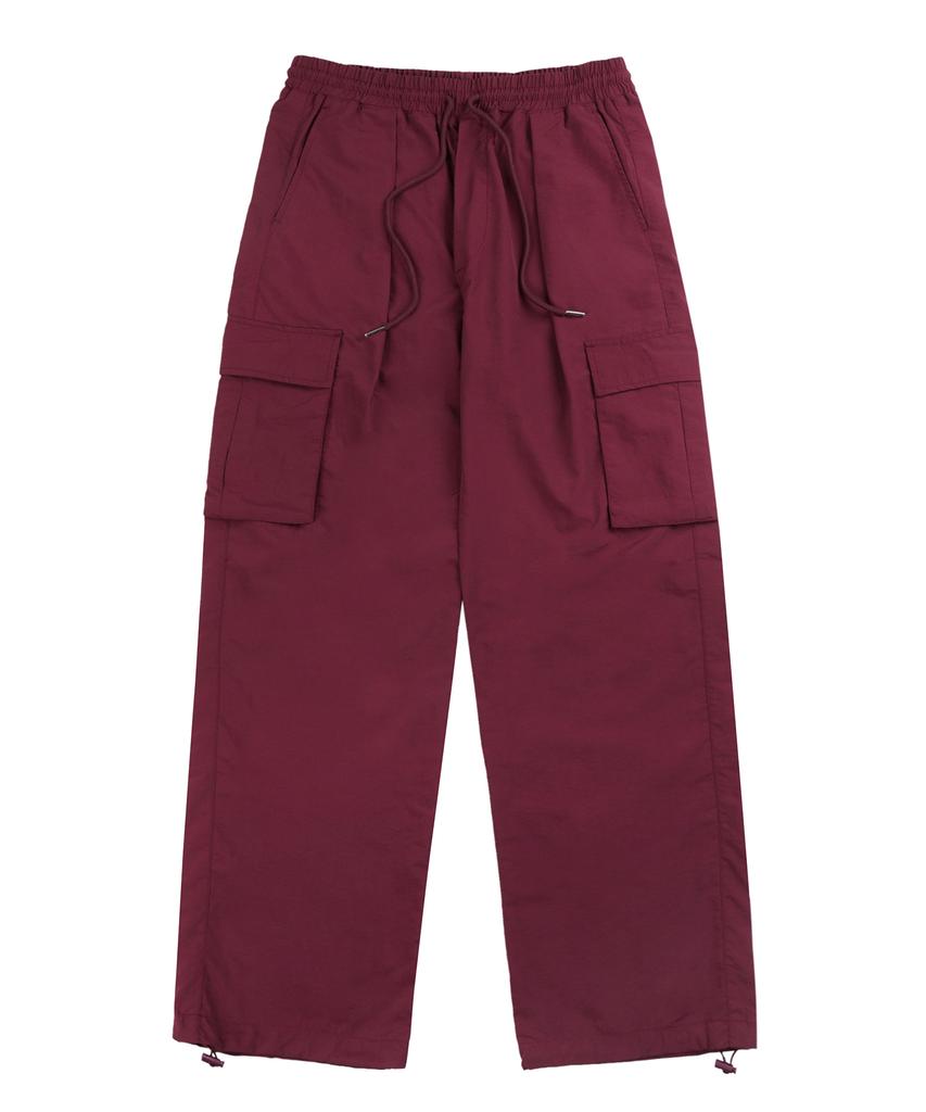 GRAVER [Unisex] Elastic Nylon Cargo Pants_Burgundy