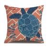 Linen Pillowcase Hand-painted Marine Cotton Linen Coral Seahorse Starfish Octopus Home Soft Furnishing Cushion Cover