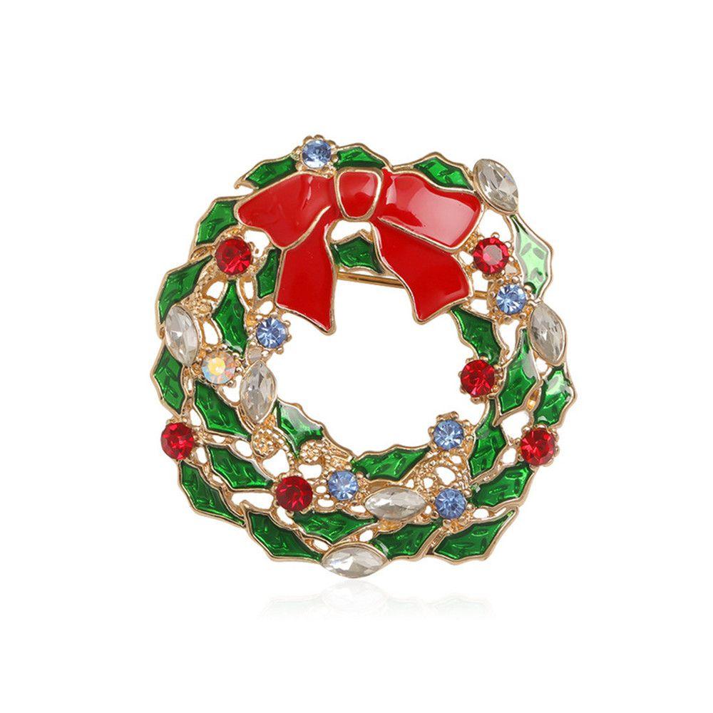 Дерево Стразы Санта Клаус Новогодняя Брошь Рождественское Украшение Ювелирное Изделие Подарок Рождественские Броши