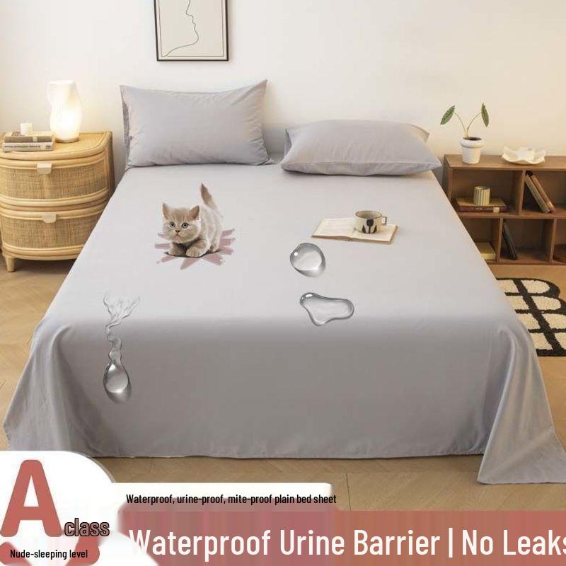 Stain-Proof Waterproof Bed Sheet & Pillowcase Set - Single Piece, Universal for All Seasons, Ideal for Students, Babies & Pets