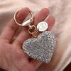 Interior Accessories Rhinestone Metal Key Ring Keys Holder Crystal Keyring Love Heart Keychain