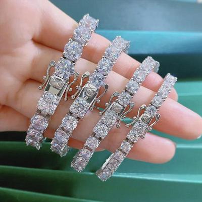 Браслет Longlong Gold Jewelry из серебра 925 пробы с бриллиантами и высоким содержанием углерода для мужчин и женщин, европейский и американский стиль, 4-7 мм
