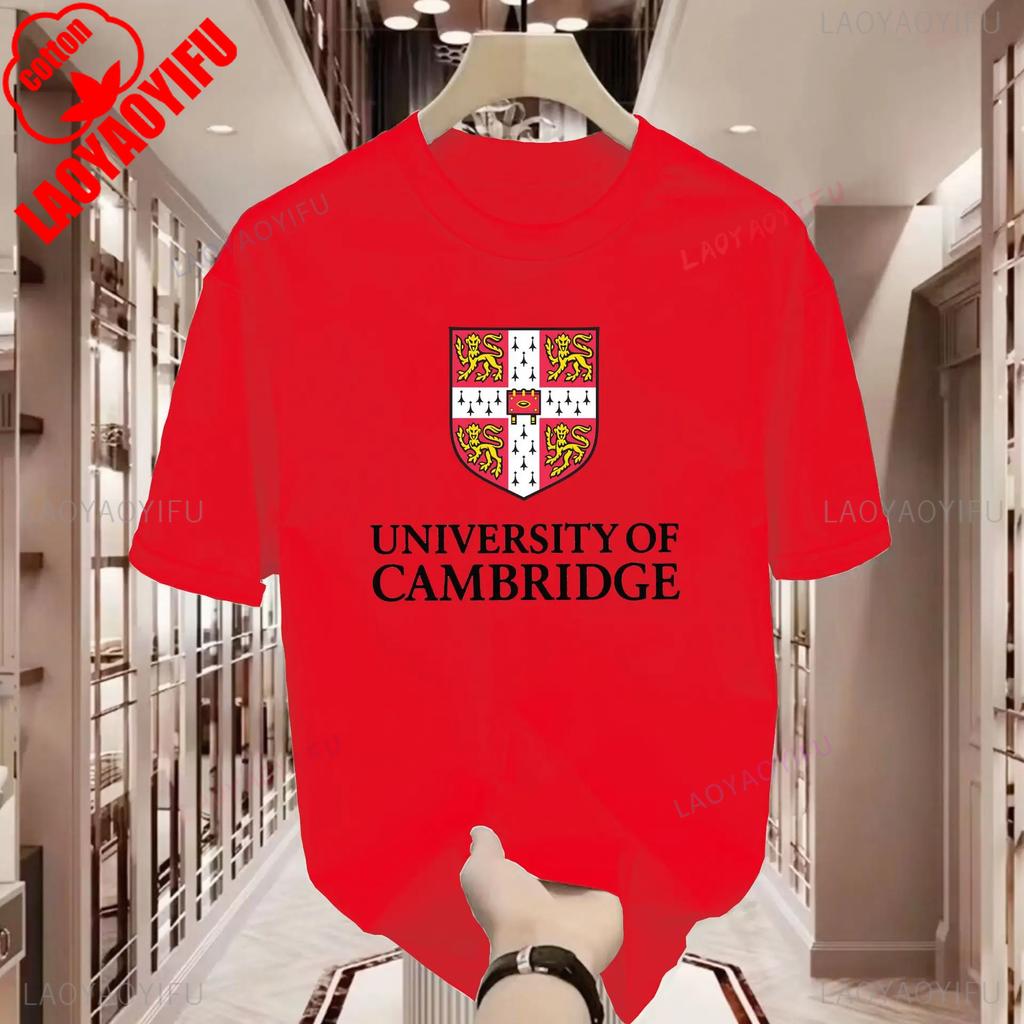 Cambridge University Short Sleeve Tshirt Alumni Commemorative Gift Unisex Campus Wear Summer Casual Streetwear