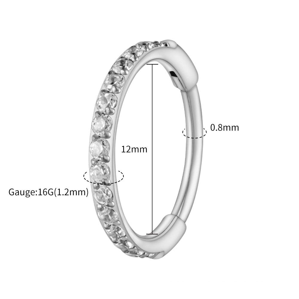 Правая серьга-кольцо Huggie из титана ASTM F136, тонкая, 16G, с фианитом, для хряща, завитка, мочки уха, шарнирная серьга, пирсинг, украшение для тела