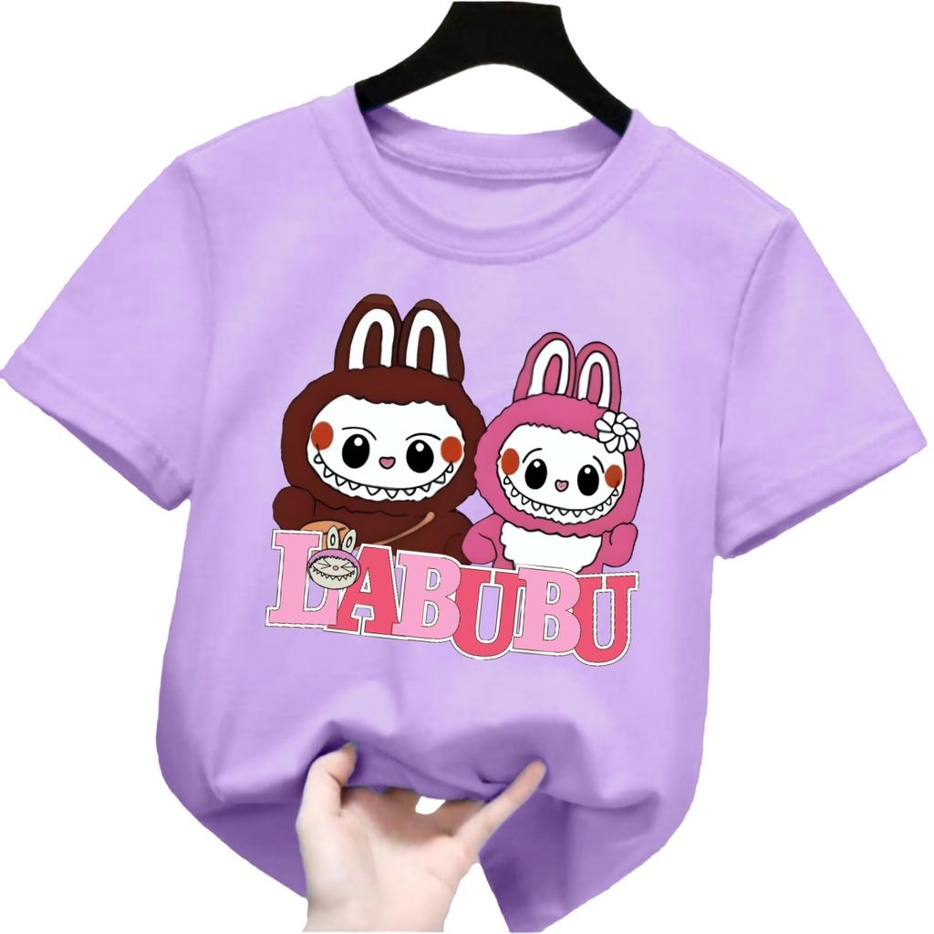 Унисекс футболка с коротким рукавом с принтом labubu, повседневный модный топ