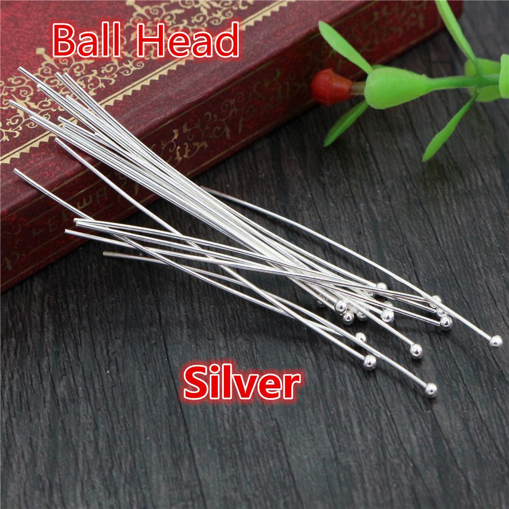 200 шт./Лот 16 20 25 30 35 40 45 50 мм Шпильки с плоской головкой/шариковой головкой/ушком Металлические шпильки для изготовления фурнитуры для бижутерии DIY