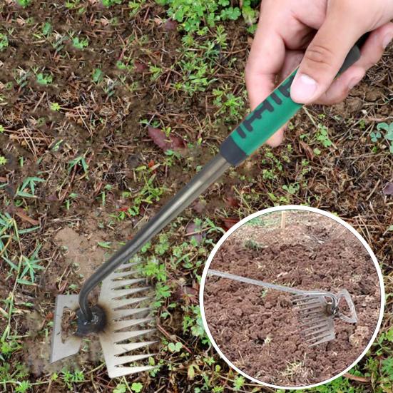 Многофункциональный инструмент для прополки с нескользящей ручкой, дизайн с острыми зубцами, нержавеющий инструмент для удаления сорняков, артефакт для прополки