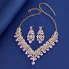 3 PCS Women's Zircon Sets Rhinestone Crystal Earrings Set Colorful Necklace Earrings Two Pieces Wedding Party Zircon