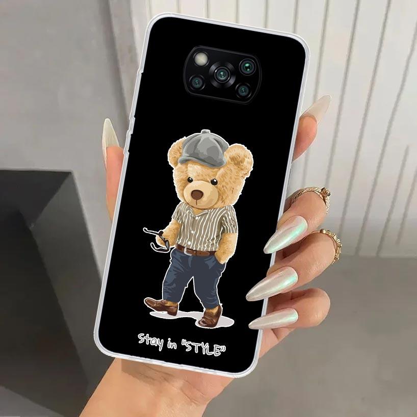 Модный бренд Чехол для телефона с мишкой для Xiaomi Poco X5 X6 X7 Pro F7 Ultra M7 Redmi 15 15C 13 13C 12 12C 10 10A 10C 9 9A 9C 9T Корпус Po