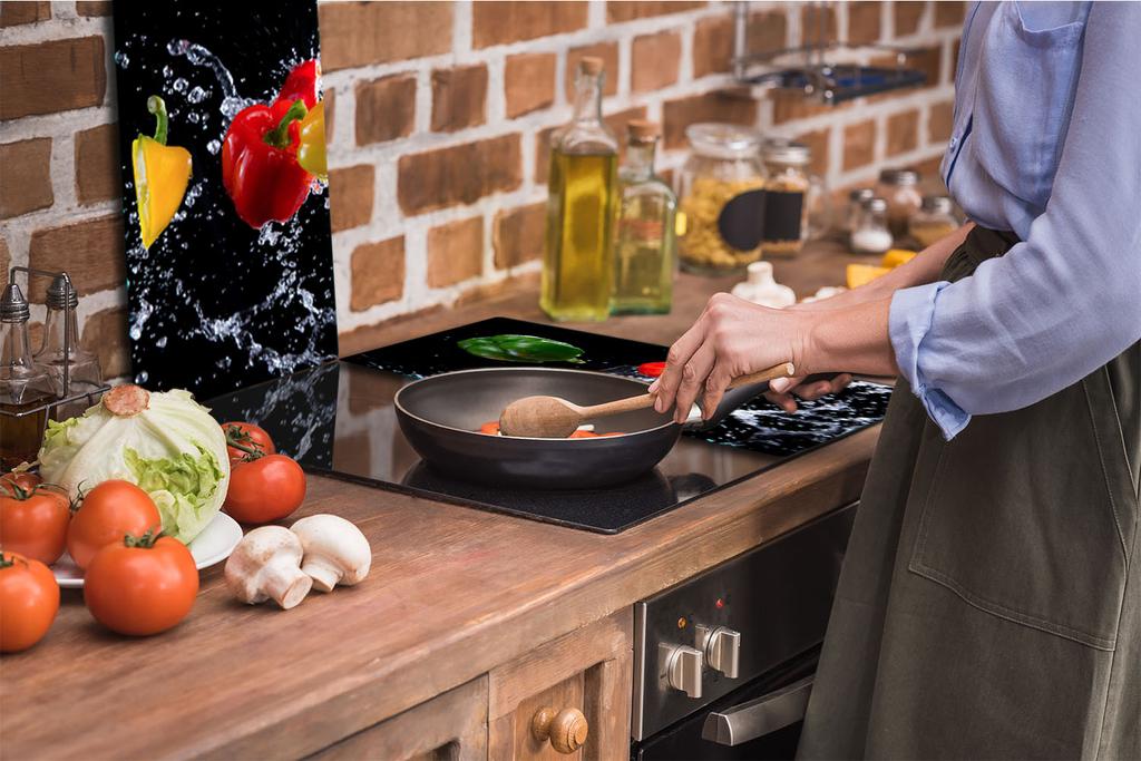 GLASS CUTTING BOARD 2x 30x52 PEPPERS