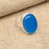 Beautiful Blue Chalcedony Gemstone Handmade 925 Sterling Silver Ring Jewelry