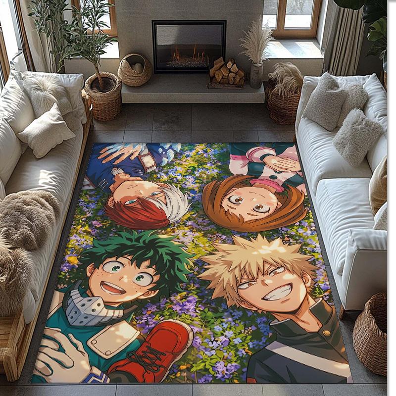 Soft Crystal Velvet Floor Rug,My Hero Academia Anti Slip Decorative Carpet, Plush Area Mat For Indoor Home Decoration