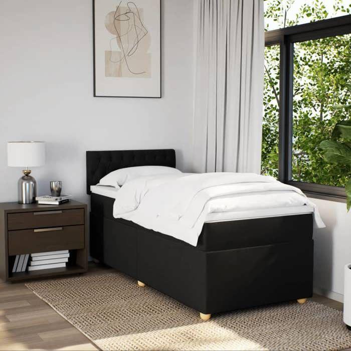 Maison Exclusive - Sommier à lattes de lit avec matelas Noir 100x200 cm Tissu