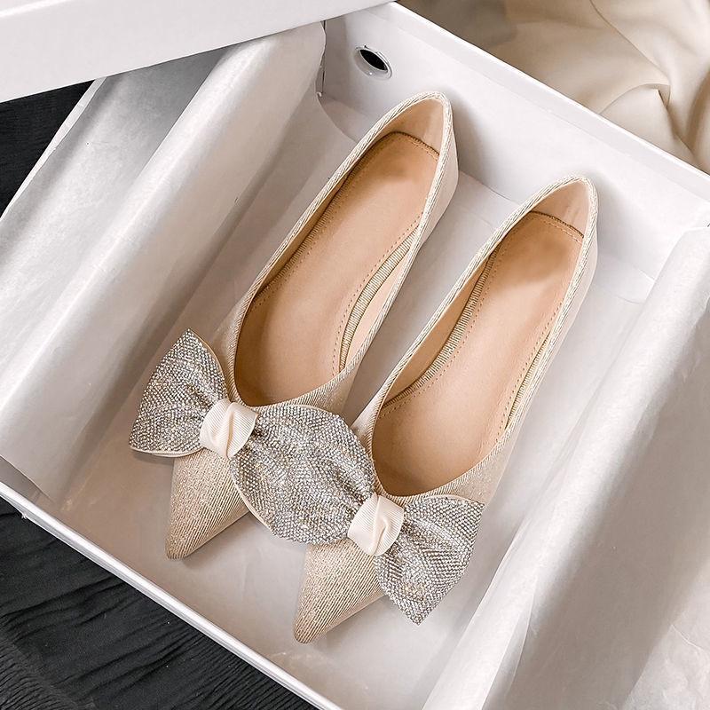 Туфли-лодочки со стразами для женщин черные слипоны с бантом женские балетки Y2k 2025 лето элегантные туфли для платья скидка оптом