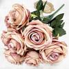 Букет имитированных роз Реалистичные искусственные розы Пучок искусственных роз с гибкими стеблями для домашнего декора вечеринок свадеб цветочных композиций