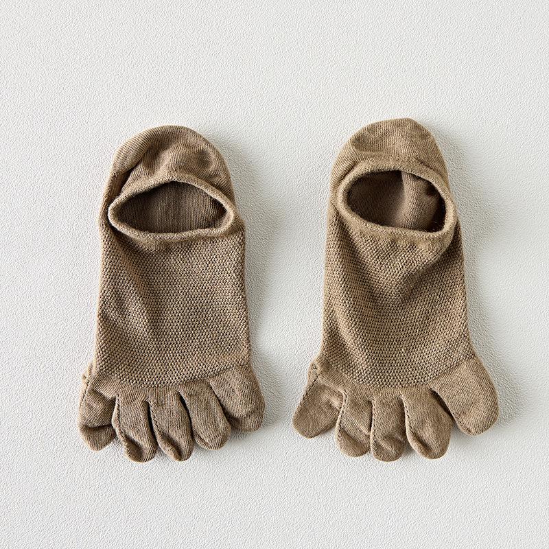 Мужские дышащие повседневные носки с пятью пальцами, с низким вырезом - однотонные, универсальные для весны/лета