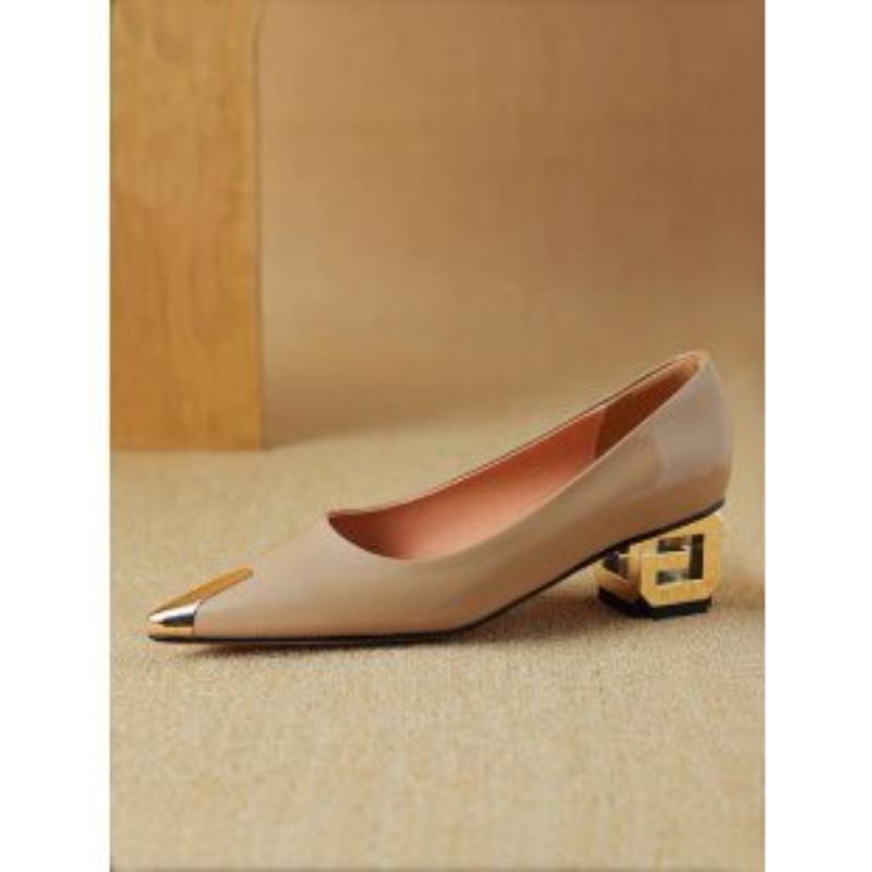 Новый стиль Ретро Туфли на низком каблуке Женские туфли на высоком каблуке