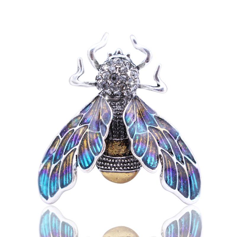 Blucome Cute Enamel Bee Brooches For Women Kid Suit Broach Collar Pins Dress Decoration Crystals Broches Scarf Corsage