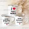 Эмалированная кружка с принтом Super Papy Mamie, креативные кофейные чашки, чашки для напитков, воды, молока, эмалированная кружка, домашняя посуда, подарки для бабушки и дедушки
