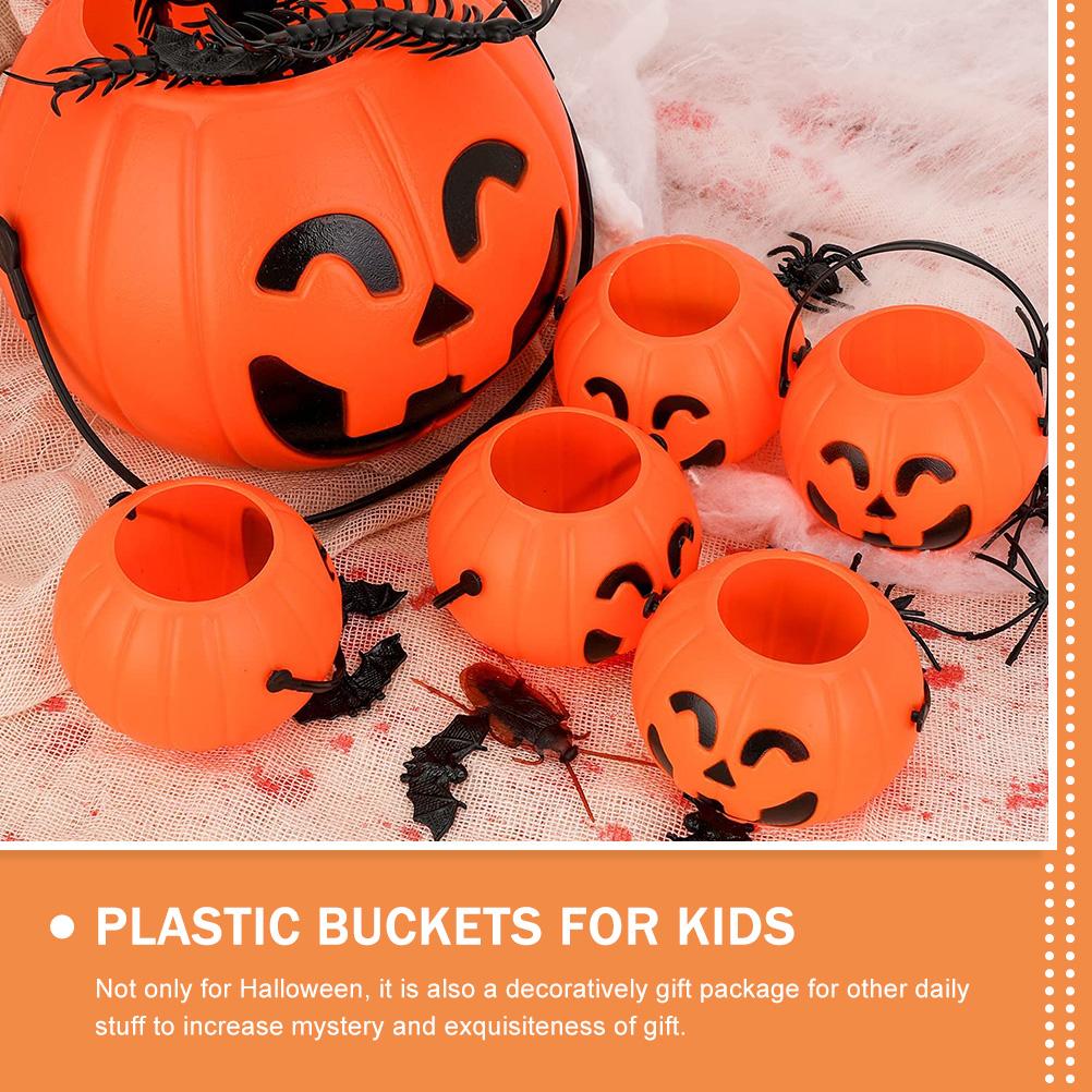 6 шт. Декор подноса Хэллоуин Наклейки Ведро с тыквой Детские украшения Пластиковые ведра с ручками Конфетница Ребенок