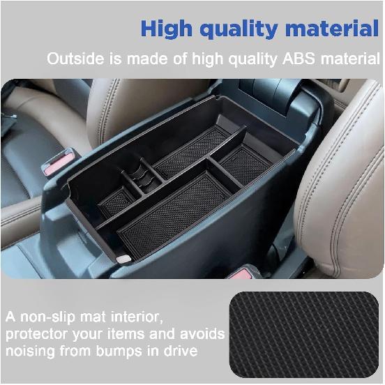 Carwiner 2 PCS Center Console Organizer Compatible with Ford Bronco Sport Accessories 2021-2024, Armrest Storage Box & Dash Organizer Tray Holder