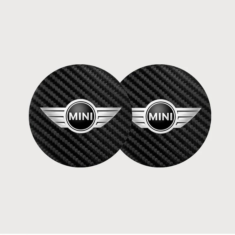 2Pcs Car Carbon Fibre Water Cup Pad Holder Anti-slip Coasters Mat For BMW Mini Cooper R50 R53 R55 R56 R60 R61 F54 F55 F56 F60 KQORV1