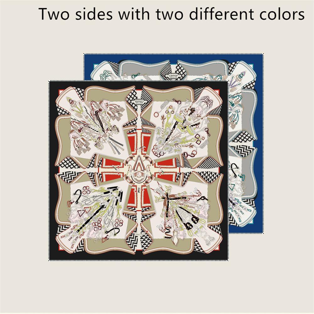 POBING Curled Twill Silk Scarf Women Funny ICE CREAM Double Side Printed Square Scarves Wraps Echarpes Foulards Femme Hijab 70CM