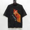 Funny meme F Caw F Chicken T Shirt Washed Short Sleeve Oversize TShirts  Vintage Men Women Streetwear Printed Tee Shirt