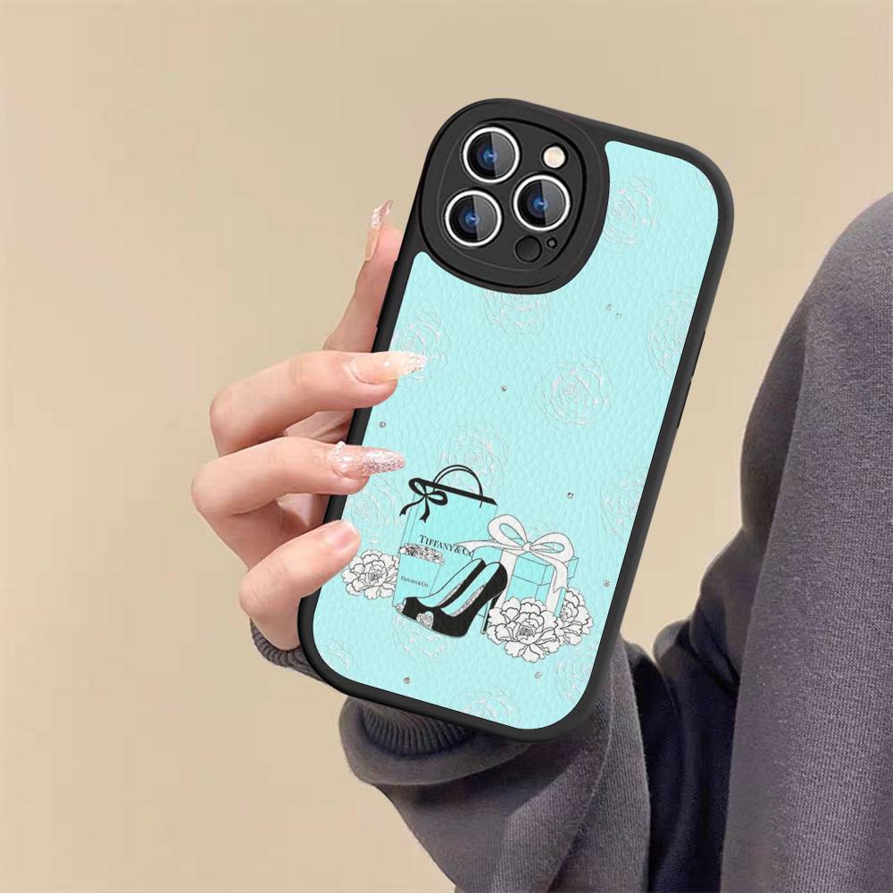 Чехол для телефона T-tiffanyS с логотипом для IPhone 11 12 13 14 15 16 Pro Max Mini Plus Мягкий кожаный чехол