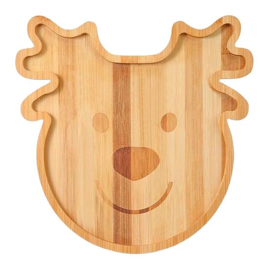 Christmas Snack Tray Santa Reindeer Bamboo Serving Platter for Candy Desserts Fruits Holiday Charcuterie Board Hostess Gifts