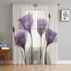 2 панели пользовательские цветочные вуали занавески тюльпан розовый фиолетовый цветочный принт занавески для спальни гостиной оконные занавески прозрачная драпировка