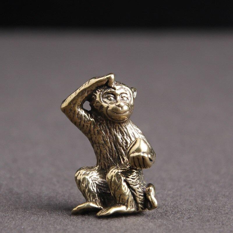 Mini Retro Lucky Brass Animal Frog Horse Monkey Statue Desk Ornament Cute Home Office Desk Exquisite Decorative