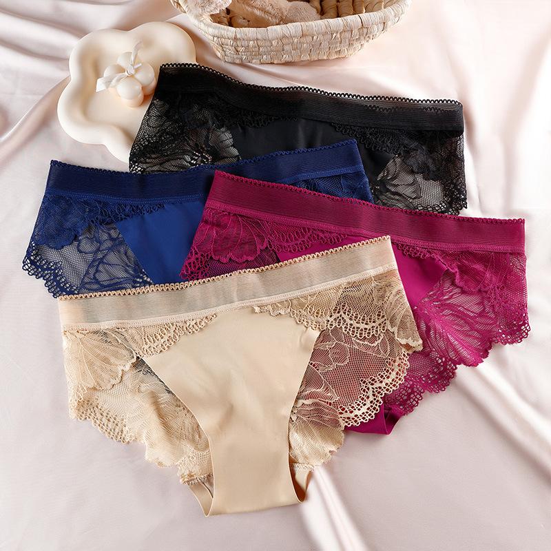 Seamless Panties Women Plus Size Sexy Transparent Lace Panties Women Breathable Hip Lift Briefs Women