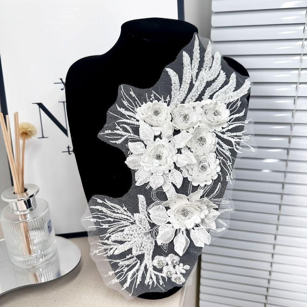 DIY Colorful Beaded Flower Patch Embroidered Handmade Clothing Patch Rhinestone Clothes Appliques Sewing