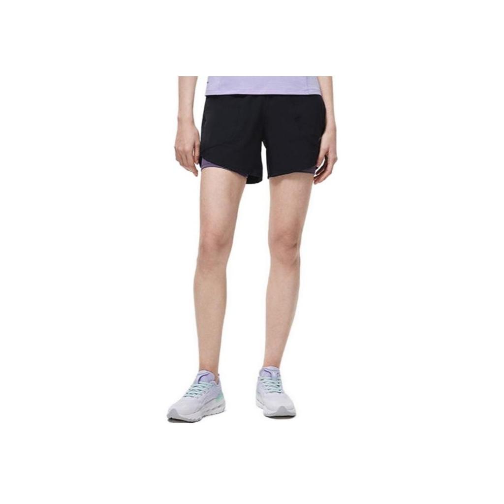 Li Ning Running Series Logo Print Solid Color Elastic Fitness Shorts Women Shorts Black AKST264-4