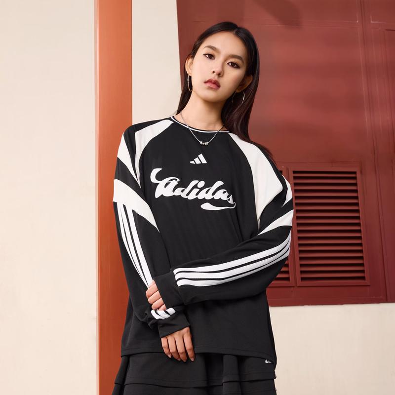 adidas Женская футболка в спортивном стиле, длинный рукав, серия JY7638