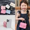 Button Pure Pearl Colour Handheld Kid Trendy Stitching Shoulder Small Bag Square