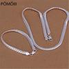 925 Sterling Silver Christmas Gifts European Style Retro 6MM Flat Chain Necklace Bracelets Fashion Silver Jewelry Sets S085
