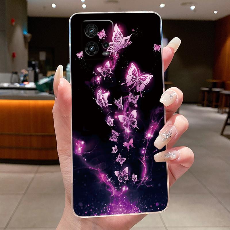 For Cover Motorola Moto G72 Case G 72 Flower design Clear Soft Silicone Back Funda Bumper For Moto G72 MotoG72 Phone Cases Coque