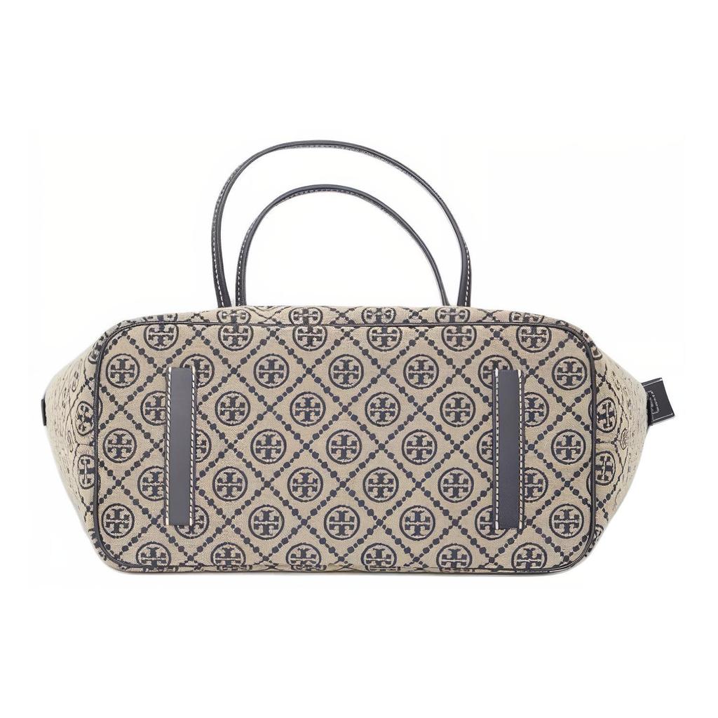 Tory Burch T Monogram Double T Logo Classic Print Zipper Tote Bag Women tote Navy 152301-405