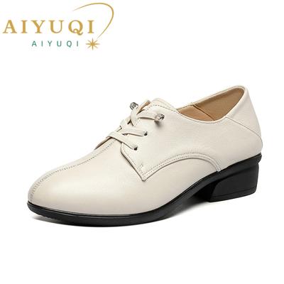 Женская обувь, женская обувь из натуральной кожи в британском стиле на шнуровке, нескользящая повседневная обувь для мам, женская обувь