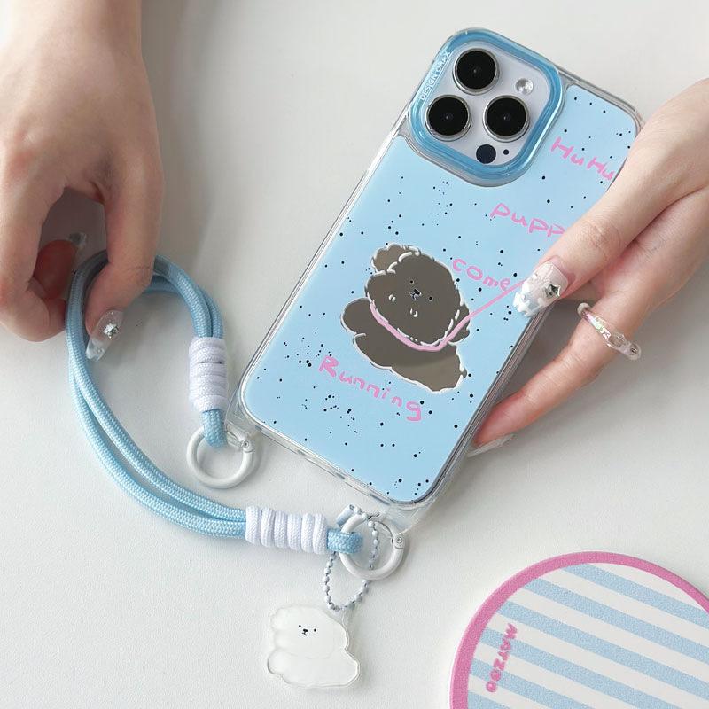 Zhitai Мультяшный чехол-зеркало со шнурком для iPhone 13 Pro до iPhone 16 Pro Max